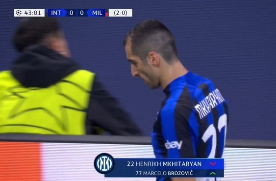 Inter Milan-AC Milan, 1-0 (3-0 sur les deux rencontres), l’Inter est qualifié pour la finale : Henrikh Mkhitaryan est sorti à la 43e minute sur blessure