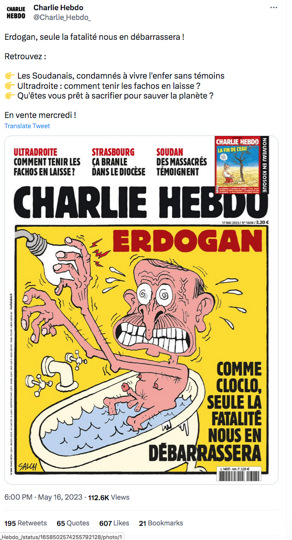 Charlie Hebdo : seule la fatalité nous débarrasera d&rsquo;Erdogan