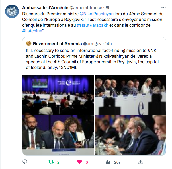 Ambassade d&rsquo;Arménie : le discours de Pachinian à Reykjavik
