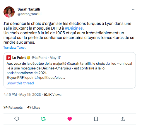 Sarah Tanzilli : Les élections turques dans une salle jouxtant la Mosquée DITIB