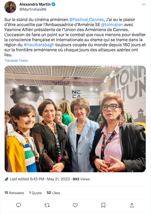 Alexandra Martin : avec SE Hasmik Tolmajian au Festival de Cannes