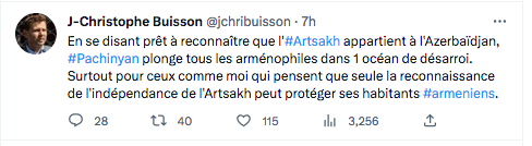 JC Buisson : Pashinyan plonge les arménophiles dans un océan de désarroi