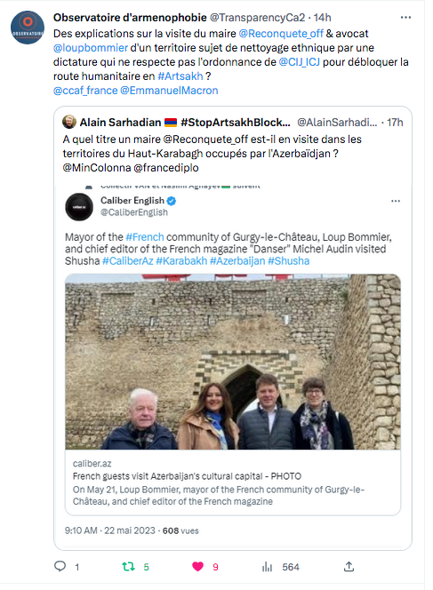 Observatoir d&rsquo;arménophobie : Loupbommier maire de « Renconquête » en Artsakh occupé