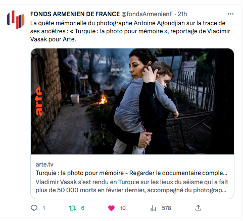 Fonds arménien de France : la quête d&rsquo;A.Agoudjian sur Arte