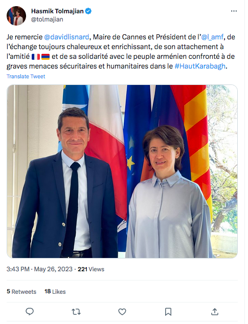 Hasmik Tolmajian : Merci à David Lisnard pour sa solidarité