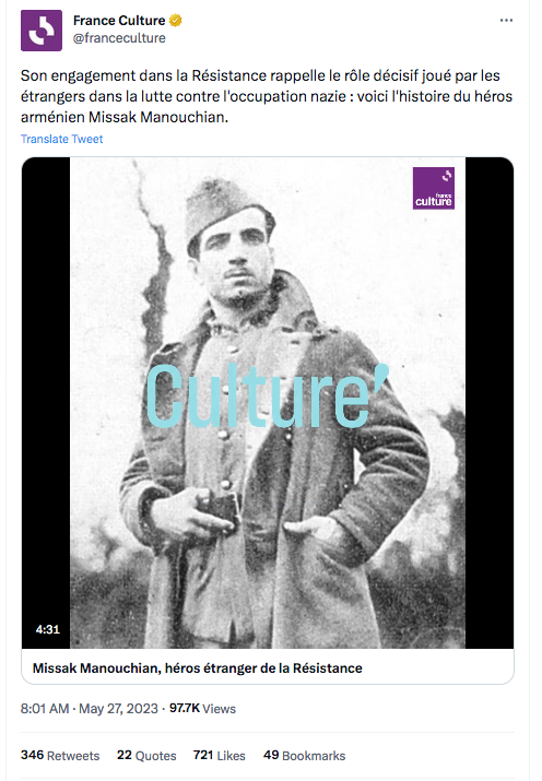 France culture : l&rsquo;histoire de Missak Manouchian