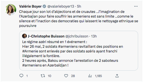 Valérie Boyer : L&rsquo;imagination de l&rsquo;Azerbaïdjan pour faire souffrir les Arméniens