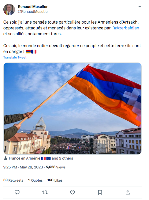 Renaud Muselier : Pensée pour les Arméniens d&rsquo;Artsakh