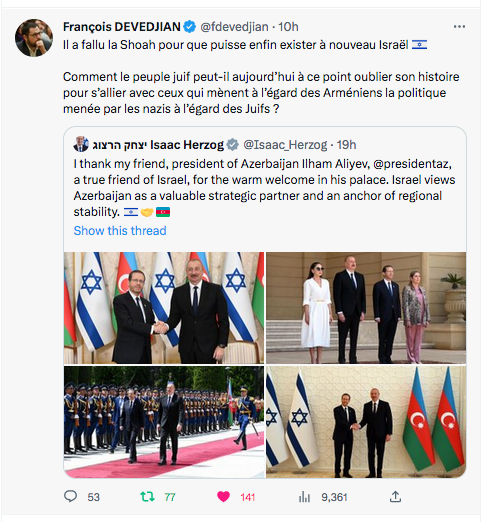 François Devedjian : Israël et l&rsquo;Azerbaïdjan