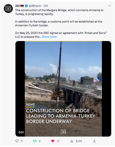 301 : progression du pont entre la Turquie et l&rsquo;Azerbaïdjan