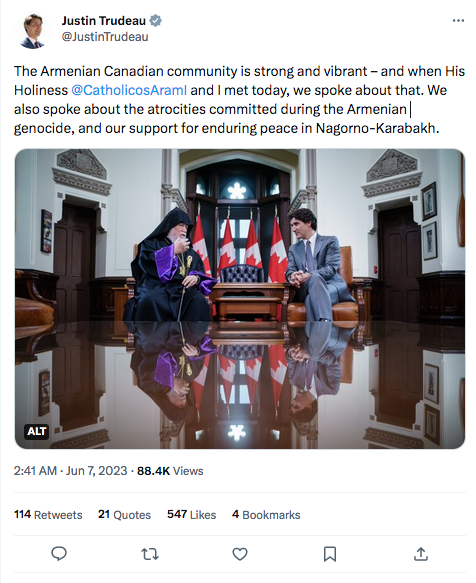 Justin Trudeau : rencontre avec Aram 1er