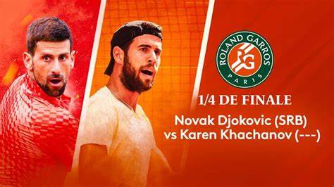 L’arméno-russe Karen Khachanov éliminé par Novak Djokovic en quart de finale de Roland-Garros