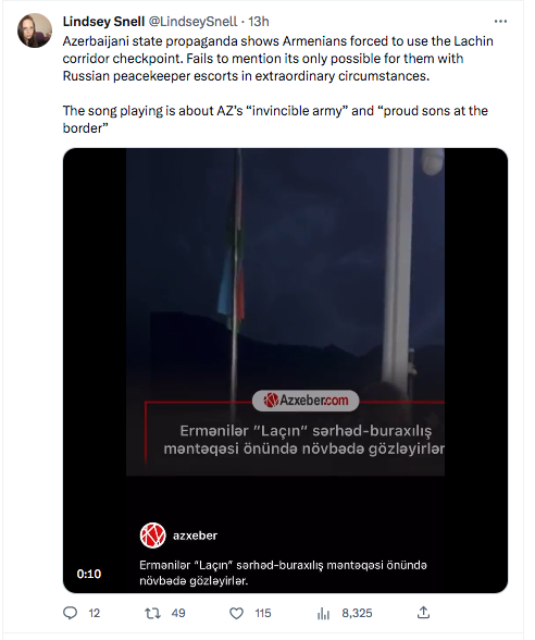 Lindsey Snell : la propagande azerbaidjanaise autour du « checkpoint »