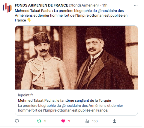 Fonds arménien de France : La bio de Talaat à CNRS éditions