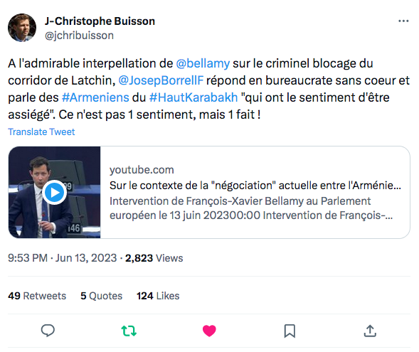 JC Buisson : Admirable interpellation de FX Bellamy, triste réponse de J.Borell
