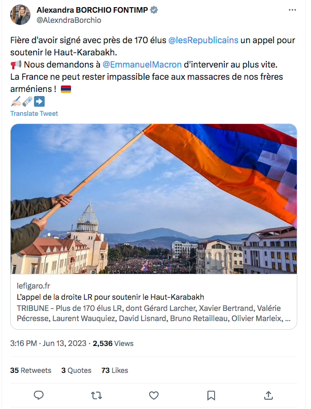 A. Borchio Fontimp : Fier d&rsquo;avoir signé pour l&rsquo;Artsakh avec LR