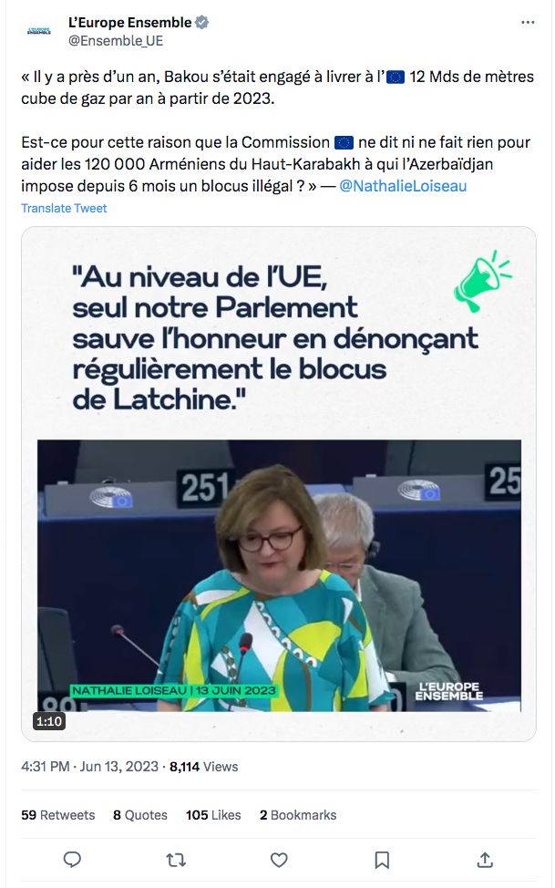 L&rsquo;Europe ensemble : l&rsquo;intervention pour l&rsquo;Arménie de Nathalie Loiseau