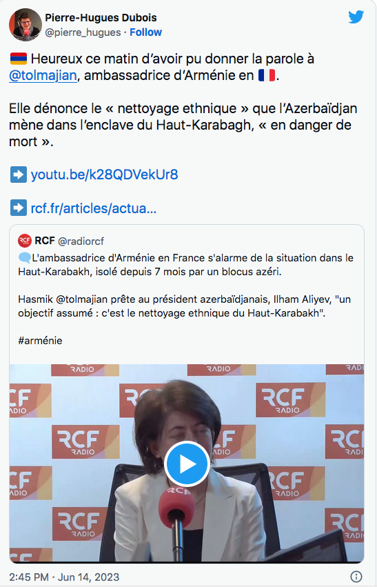 Pierre-Huges Dubois : heureux d&rsquo;avoir donner la parole à Hasmik Tolmajian