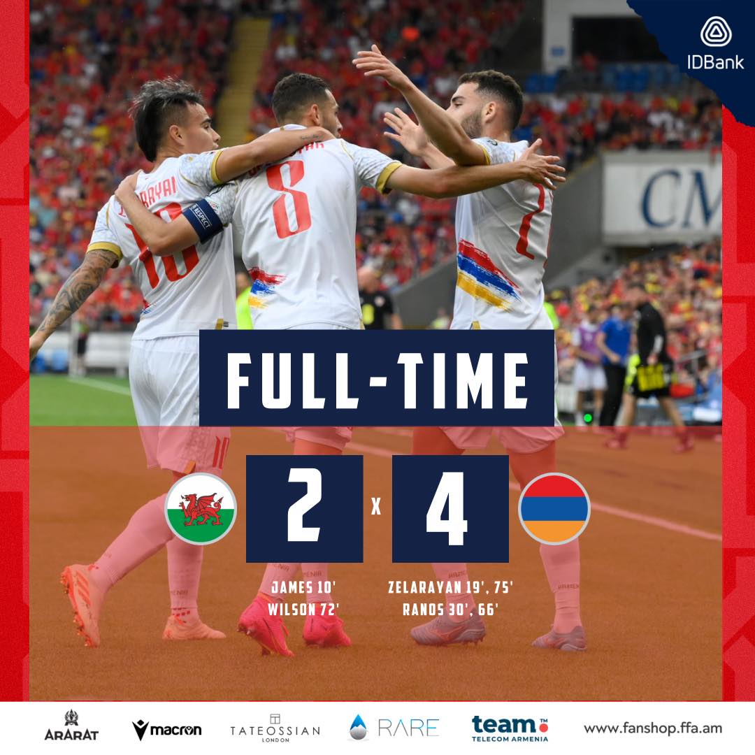 L’Arménie s’impose 4-2 face au Pays de Galles à Cardiff dans les éliminatoires de l’Euro 2024. Victoire historique !