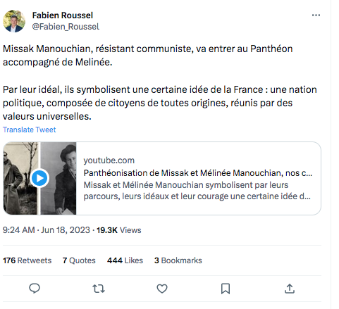 Fabien Roussel : Missak Manouchian résistant communiste