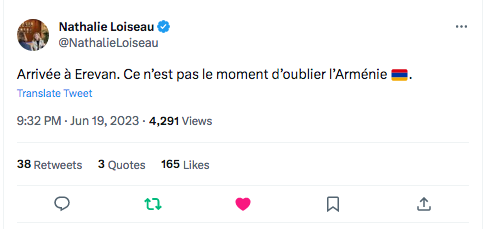 Nathalie Loiseau : arrivée à Erevan