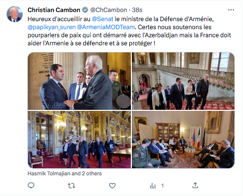 Chrisitan Cambon : Heureux d&rsquo;accueillir au Sénat Sourne Papikian