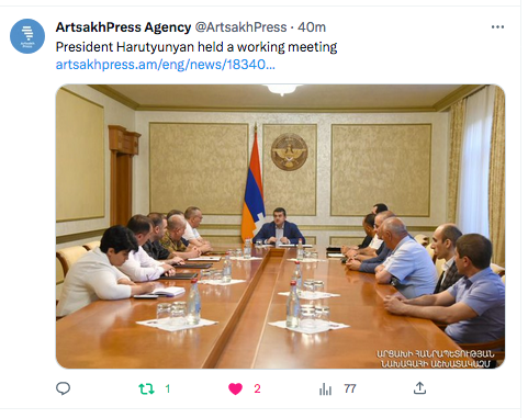 Artsakh press agency : réunion de travail à Stepanakert