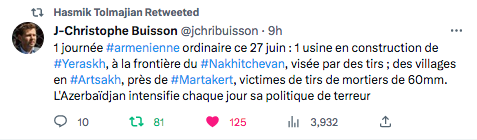 JC Buisson : l&rsquo;Azerbaïdjan intensifie chaque jour sa politique de terreur