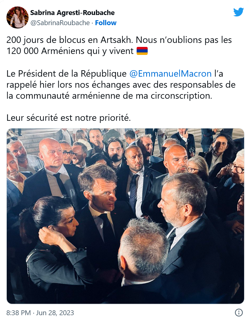 S. Agresti-Roubache : n’oublions pas les 120 000 Arméniens qui vivent en Artsakh