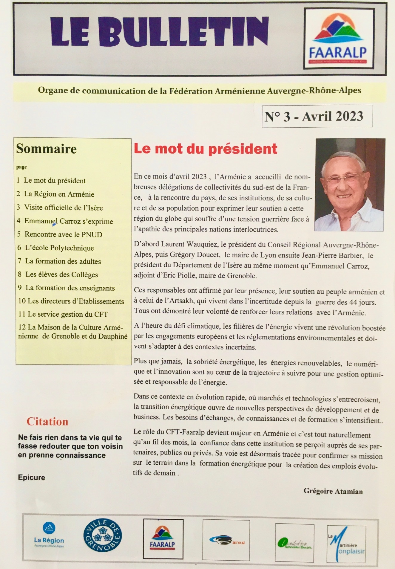 Parution du 3e Bulletin de la FAARALP