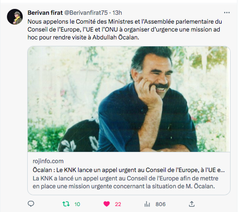 Berivan Firat : pour une mission d&rsquo;urgence afin de visiter Ocalan