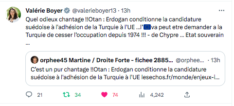 Valérie Boyer : l&rsquo;odieux chantage d&rsquo;Erdogan