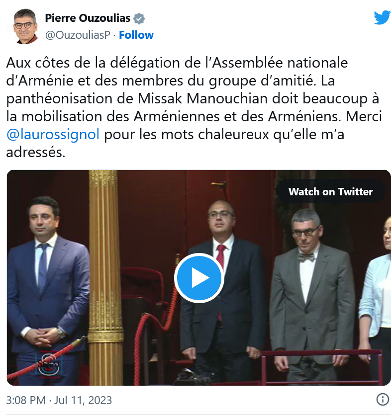 P. Ouzoulias : Aux côtes de la délégation de l’Assemblée nationale d’Arménie et des membres du groupe d’amitié