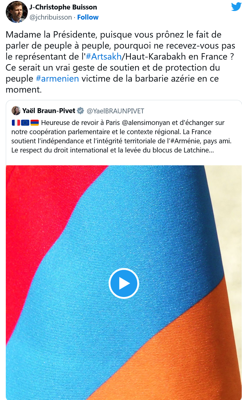 J.C. Buisson : Pourquoi ne recevez-vous pas le représentant de l&rsquo;Artsakh en France ?
