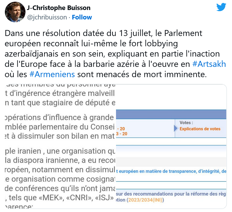J.C. Buisson : le lobbying azéri au Parlement européen