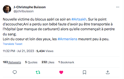 Jean-Christophe Buisson : une nouvelle victime provoquée par le blocus