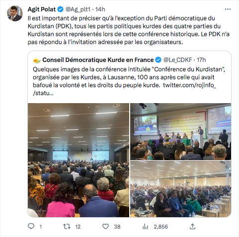 Agit Polat : Tous les partis kurdes à Lausanne, à l&rsquo;exception du PDK
