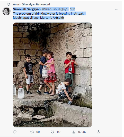 Siranush Sargsyan : le problème de l&rsquo;eau potable en Artasakh