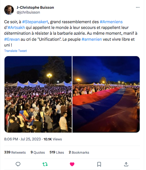 JC Buisson : grand rassemblement des Arméniens d&rsquo;Artsakh
