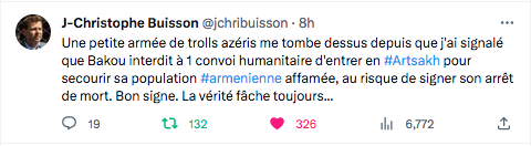 JC Buisson : une petite armée de trolls azéris me tombe dessus…