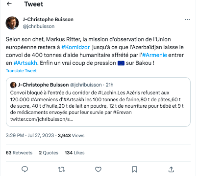 JC Buisson : Enfin un vrai coup de pression de l&rsquo;UE sur Bakou