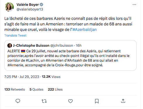 La lâcheté de ces barbares azéris