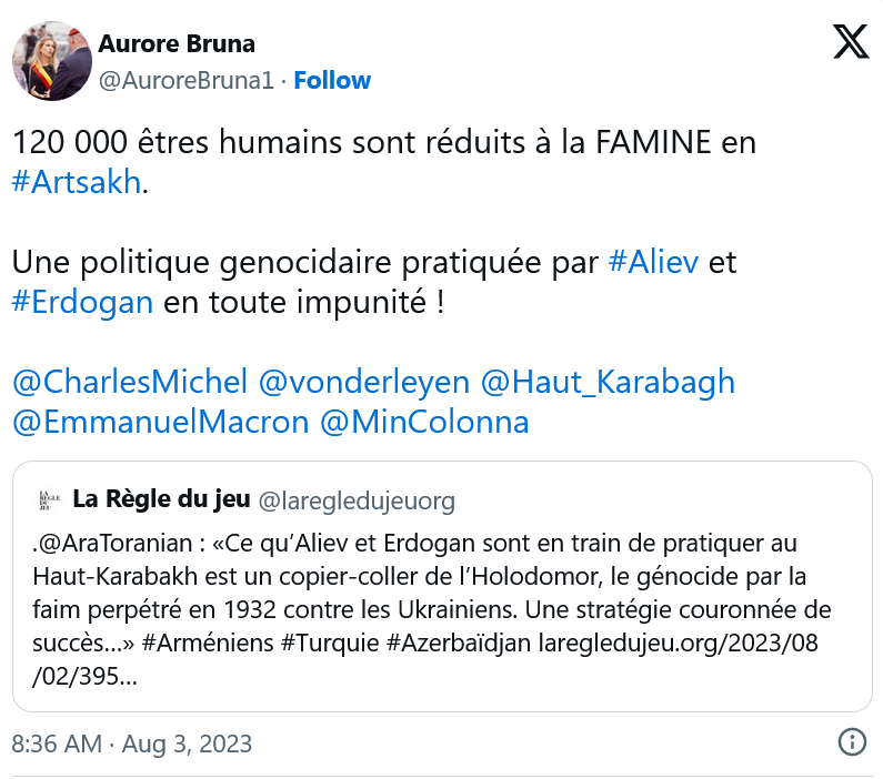 A. Bruna : Une politique genocidaire pratiquée par #Aliev et #Erdogan en toute impunité !