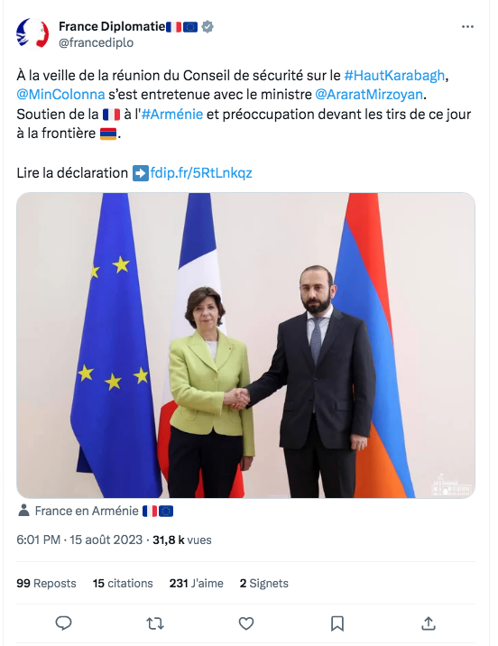 Soutien à l&rsquo;Arménie au Conseil de Sécurité