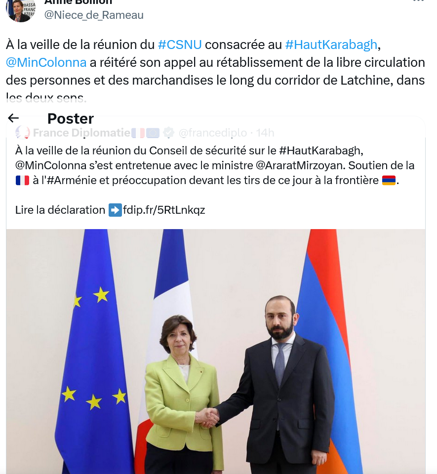 La France appelle à la libre circulation dans le couloir de Latchine