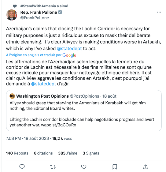 Blocus : je demande au Département d&rsquo;Etat d&rsquo;agir