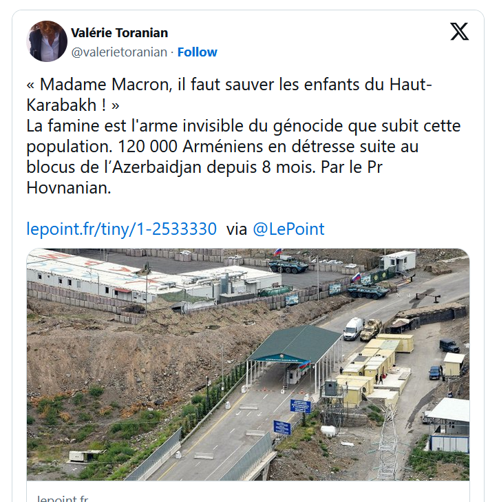 « Madame Macron, il faut sauver les enfants du Haut-Karabakh ! »