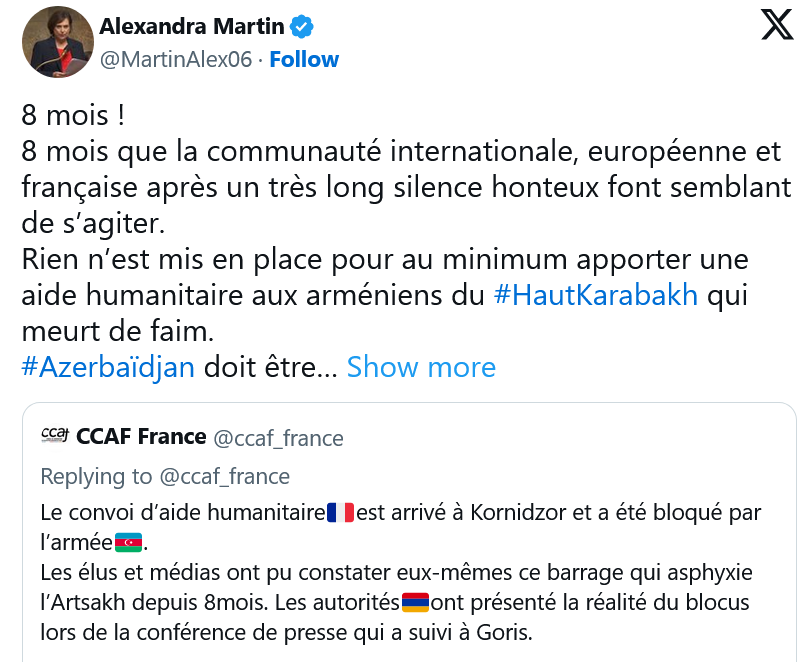 L&rsquo;Azerbaidjan doit être stoppé par une force d’interposition de l’#ONU