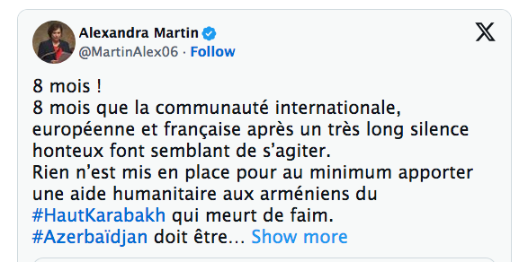 8 mois ! 8 mois que la communauté internationale, européenne et française après un très long silence honteux font semblant de s’agiter.