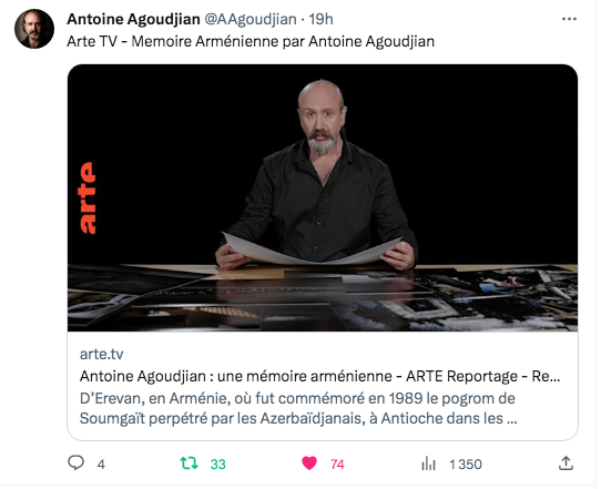 Arte TV – Memoire Arménienne par Antoine Agoudjian